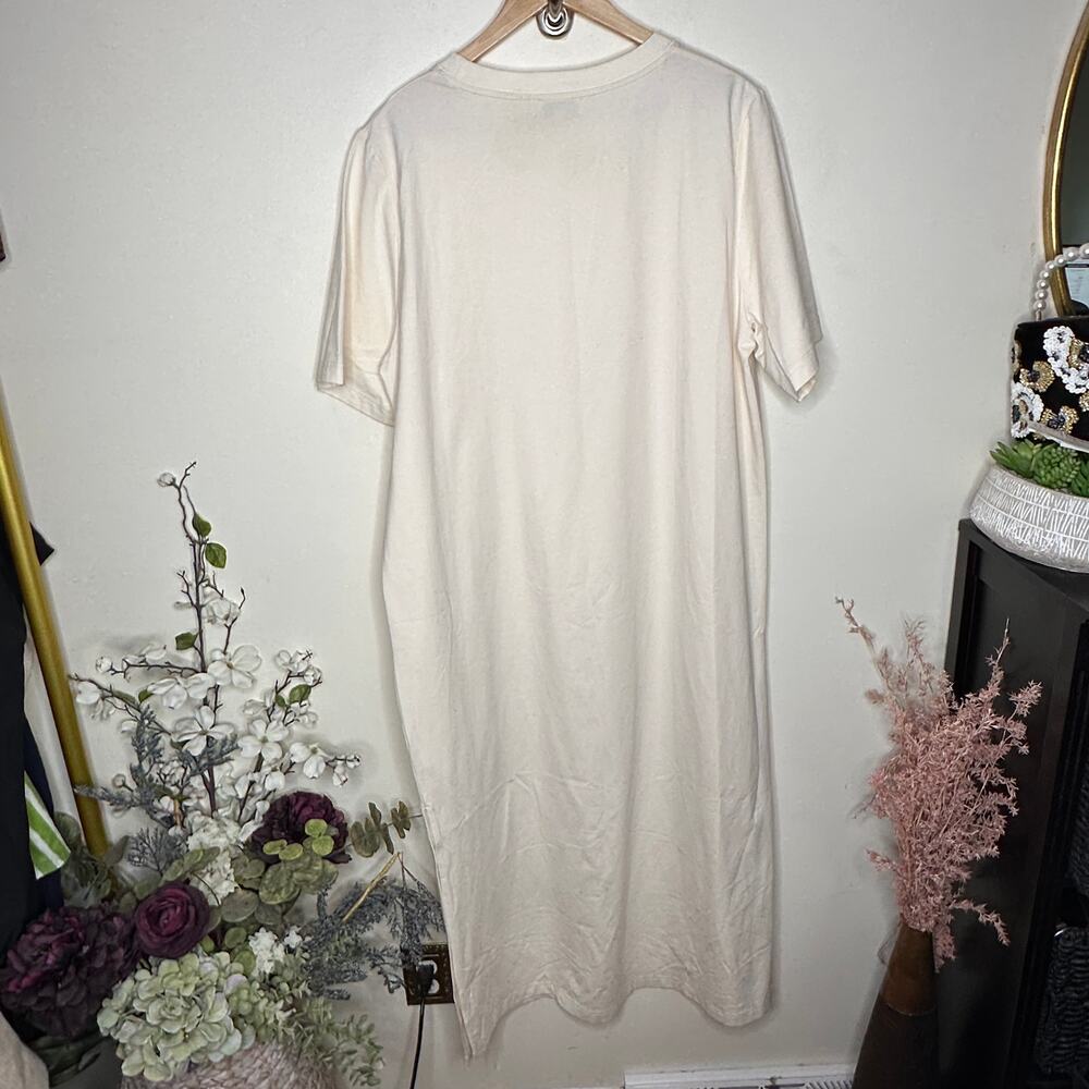 COS Cream Short-Sleeve Crewneck Maxi Dress - Picture 3 of 5